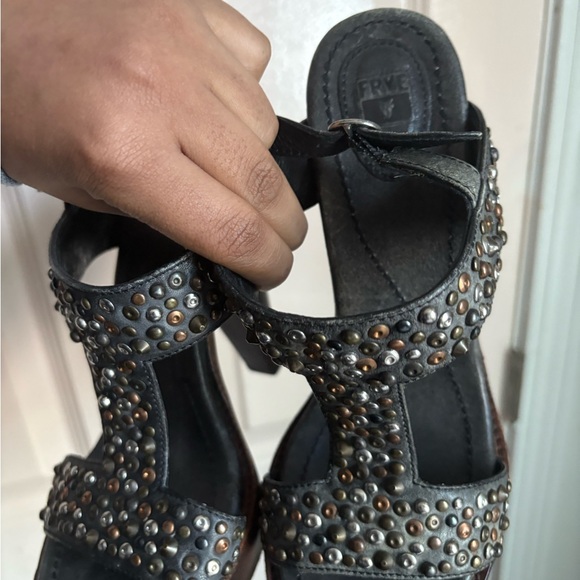 Frye Black and Brown Studded Heels - Picture 4 of 8